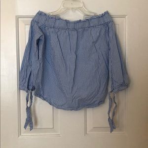 Blue and white checker top